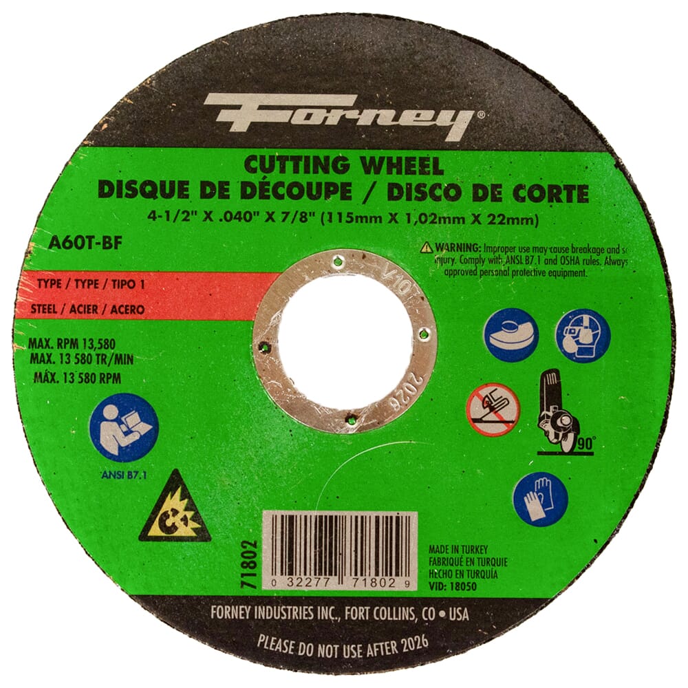 71802 Cut-Off Wheel, Metal, Type 1